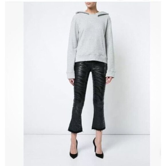 NWT RtA Kiki Flared Leather Cropped Shiny Pants Size 26 - Picture 1 of 15